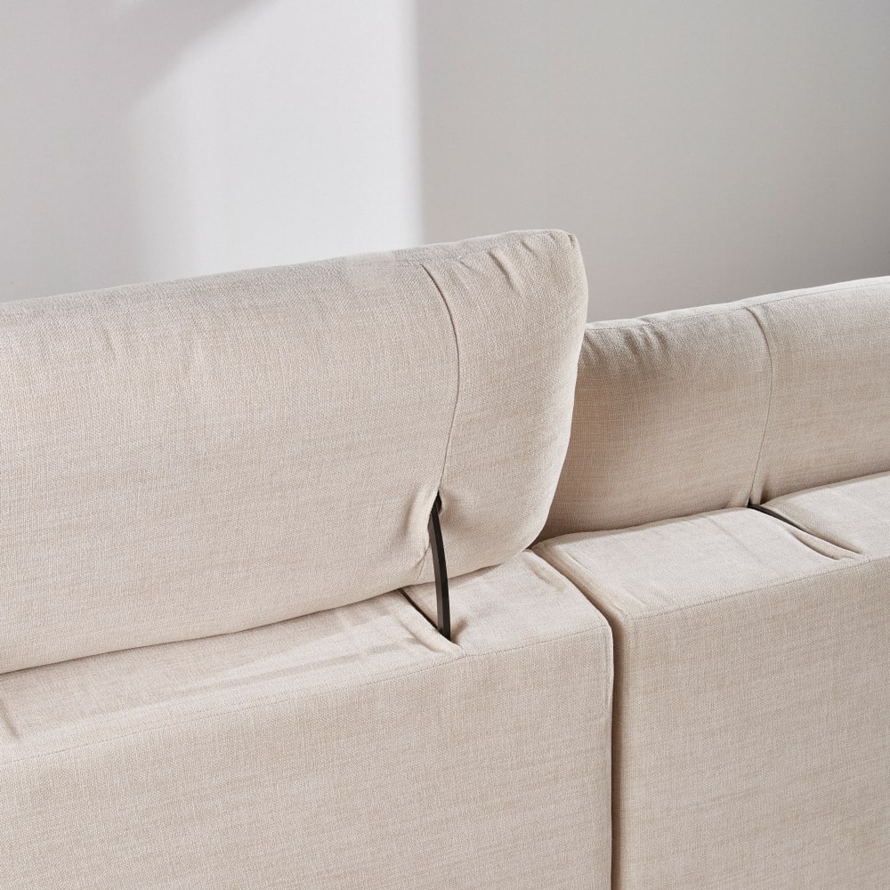 Urban - Canapé d'angle droit 4 places avec têtière velours beige - Vue supplémentaire 3