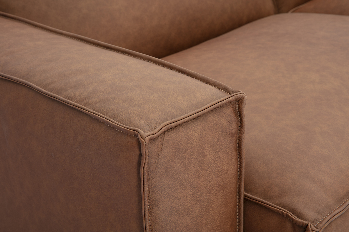 Split - Canapé modulable vintage 4 places en cuir de buffle marron - Vue supplémentaire 2
