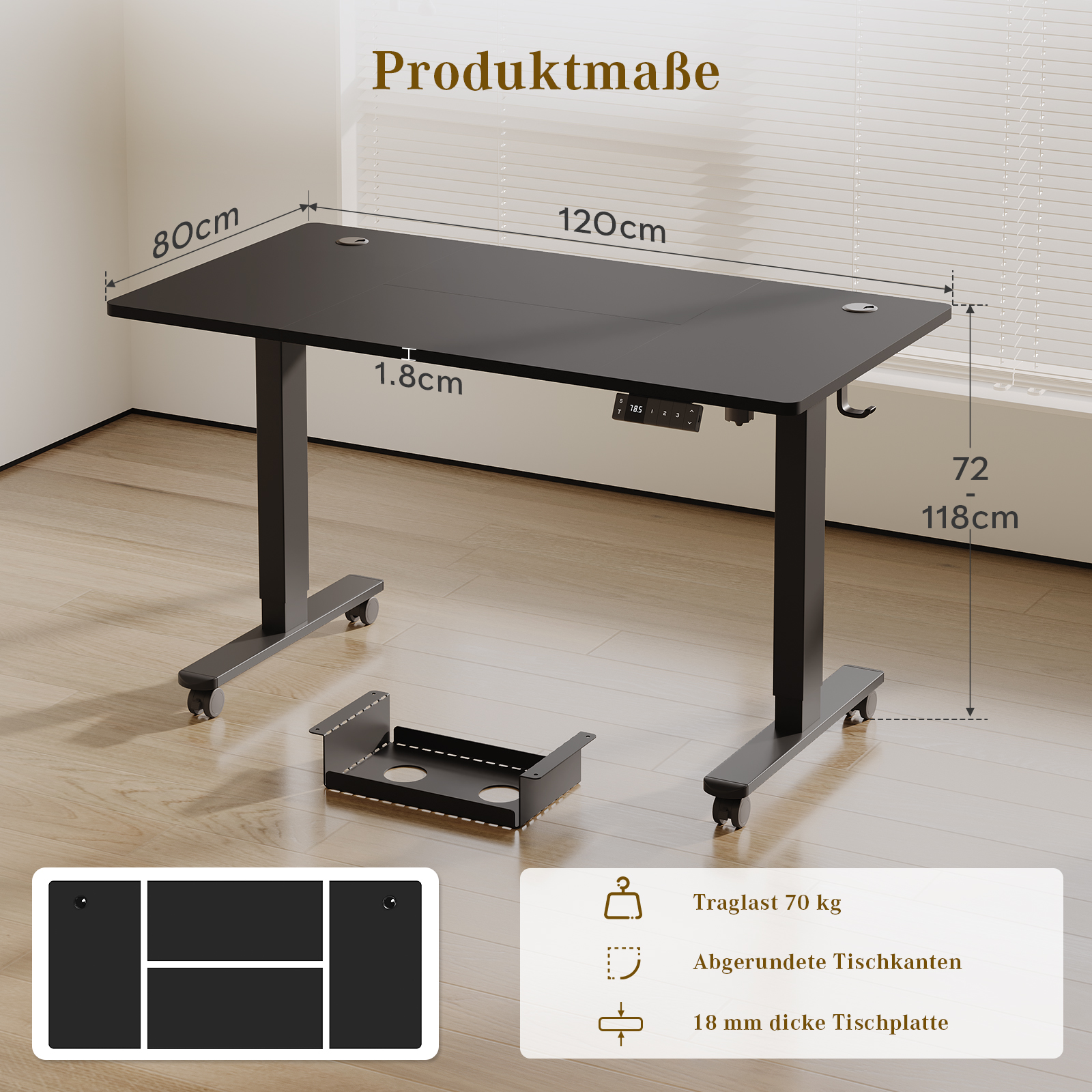Maße Schreibtisch 120 x 80 cm