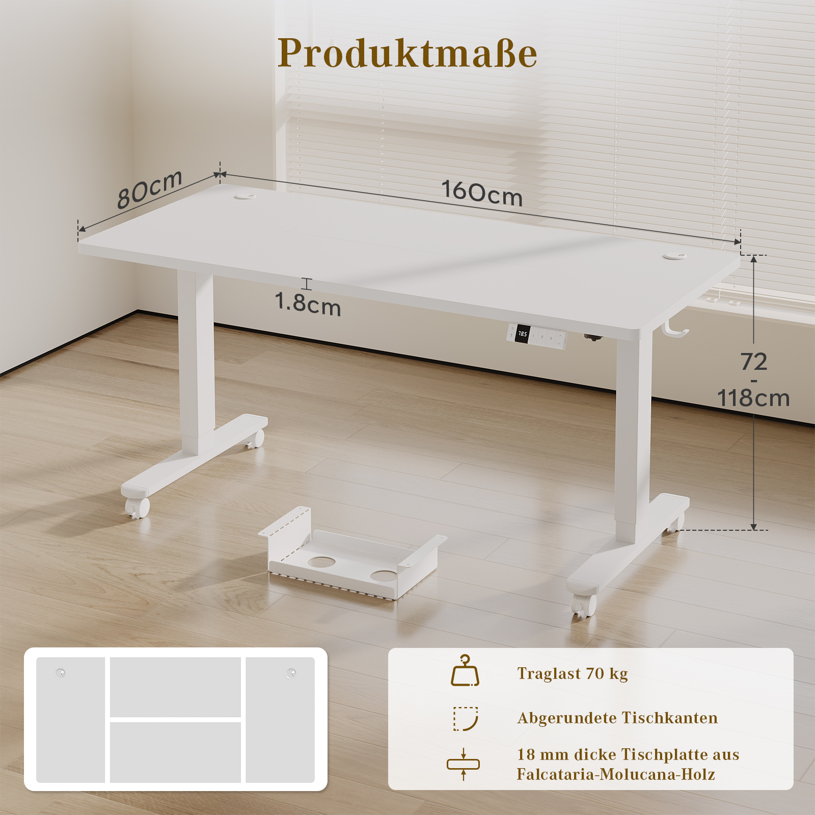 Maße Schreibtisch 160 x 80 cm