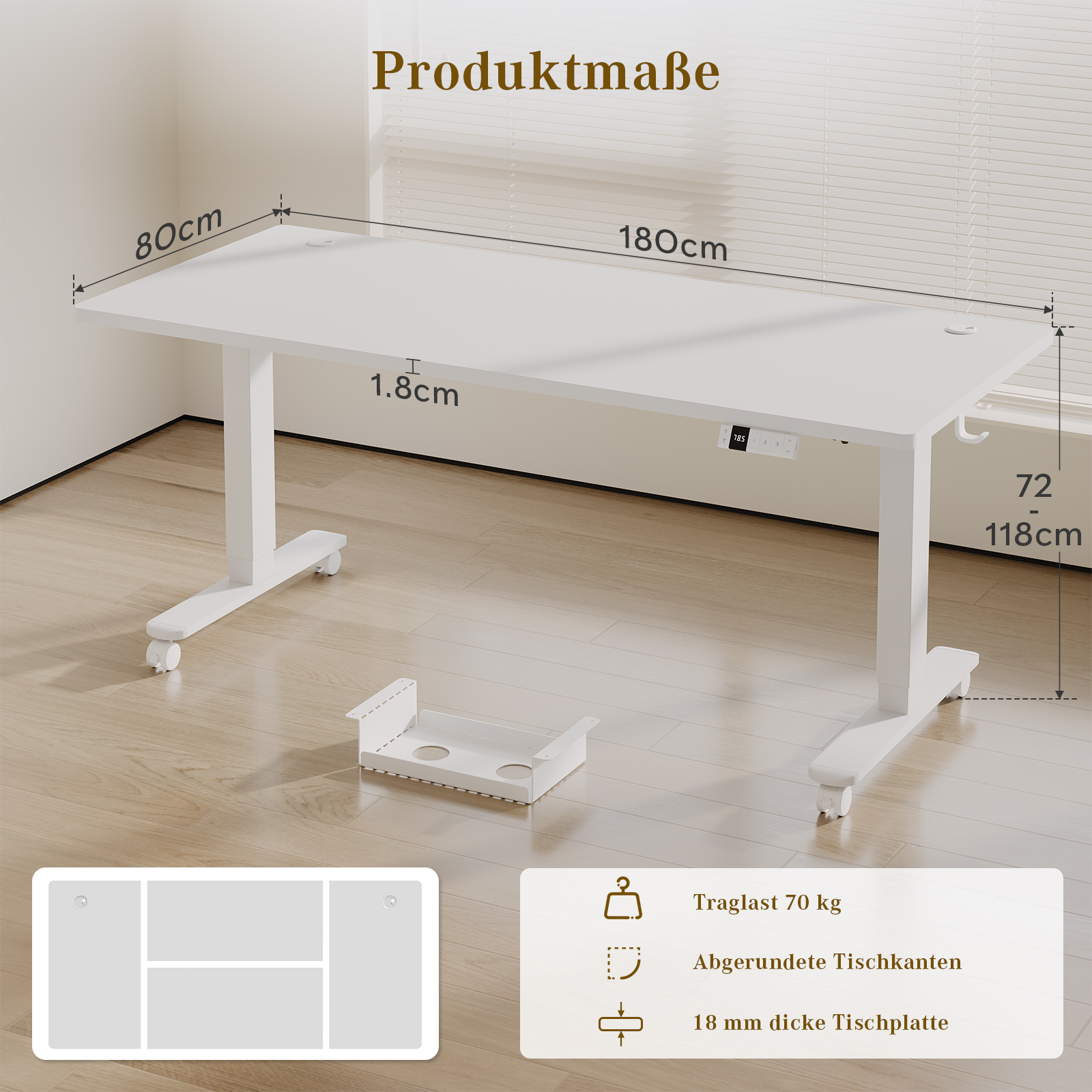 Maße Schreibtisch 180 x 80 cm
