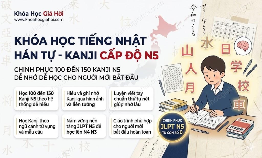 Khóa Học Tiếng Nhật Hán Tự - Kanji Cấp Độ N5