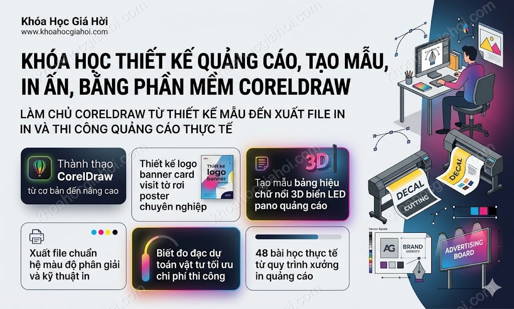Khóa Học Thiết Kế Quảng Cáo, Tạo Mẫu, In Ấn, Bằng Phần Mềm Coreldraw