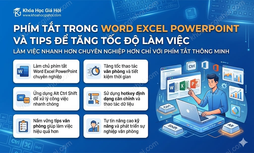 Khóa học Phím tắt trong Word, Excel, PowerPoint và tips để tăng tốc độ làm việc