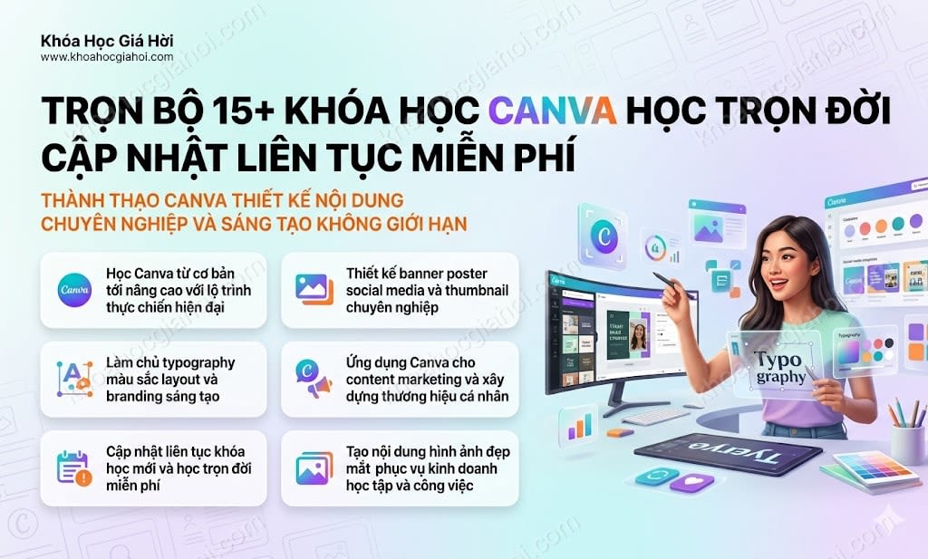 Trọn Bộ 15+ Khóa Học Canva – Học Trọn Đời, Cập Nhật Liên Tục Miễn Phí