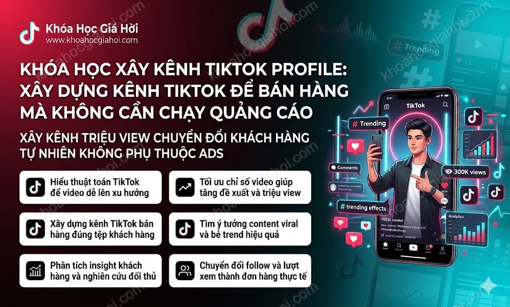 Khóa Học Xây Kênh Tiktok Profile: Xây Dựng Kênh Tiktok Để Bán Hàng Mà Không Cần Chạy Quảng Cáo