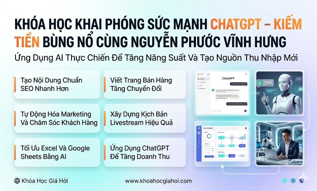 Khóa Học Khai Phóng Sức Mạnh Chatgpt – Kiếm Tiền Bùng Nổ Cùng Nguyễn Phước Vĩnh Hưng