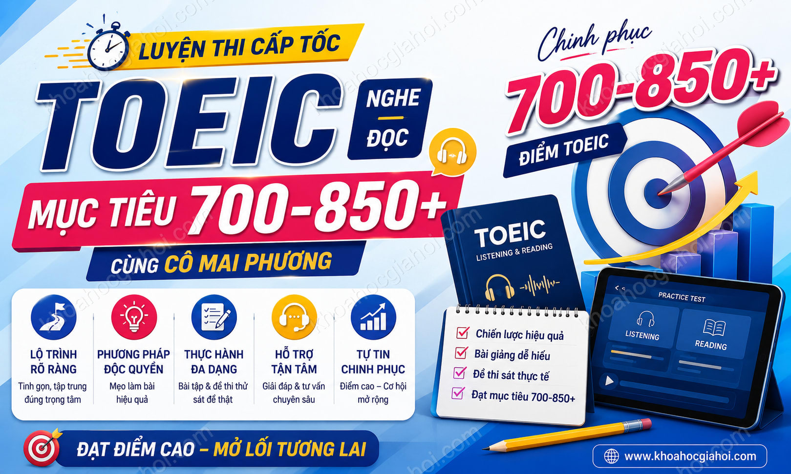 Khóa Học Luyện Thi Toeic (Nghe - Đọc) Cấp Tốc Mục Tiêu 700-850+ Cùng Cô Mai Phương