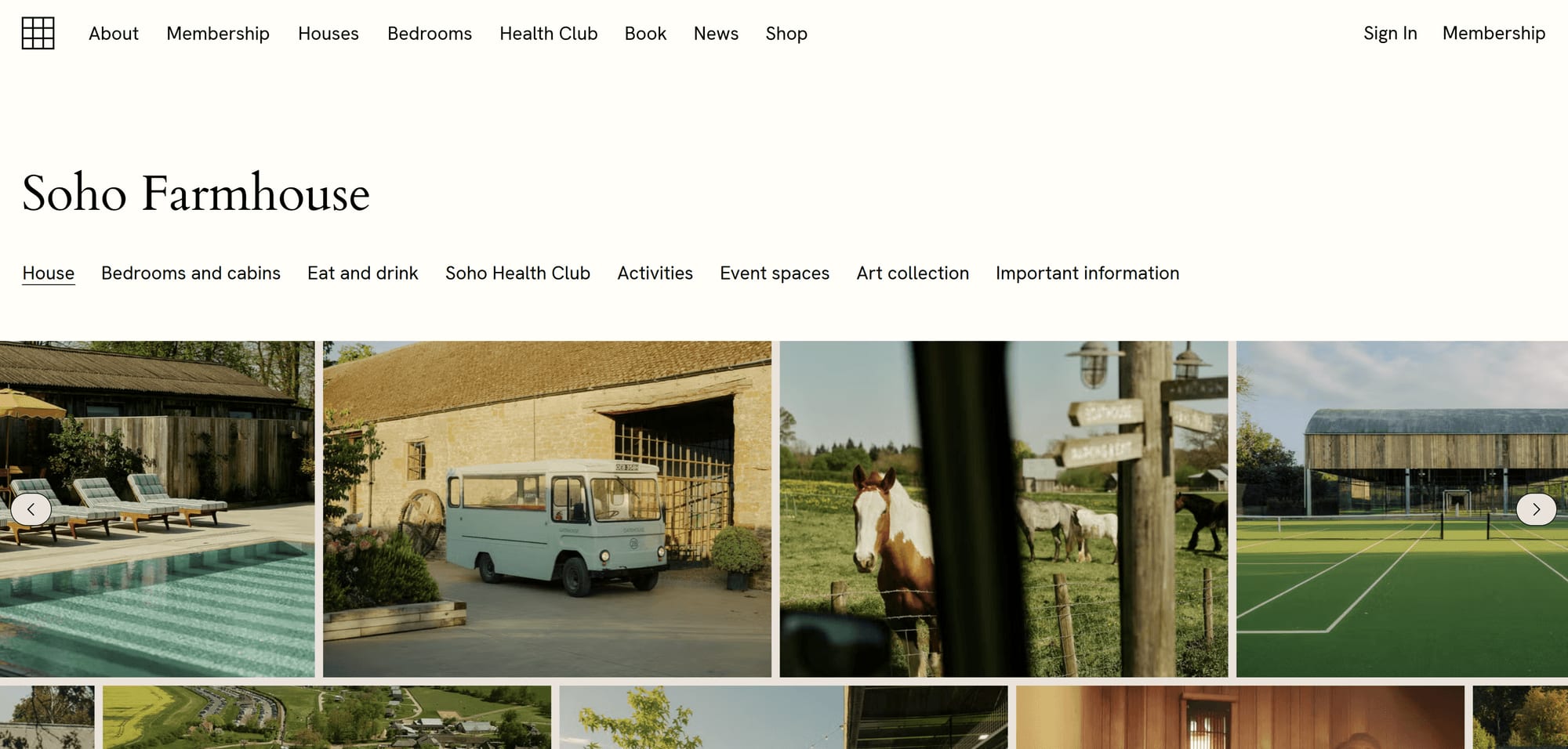 The Soho Farmhouse homepage, marked up by Roxmore