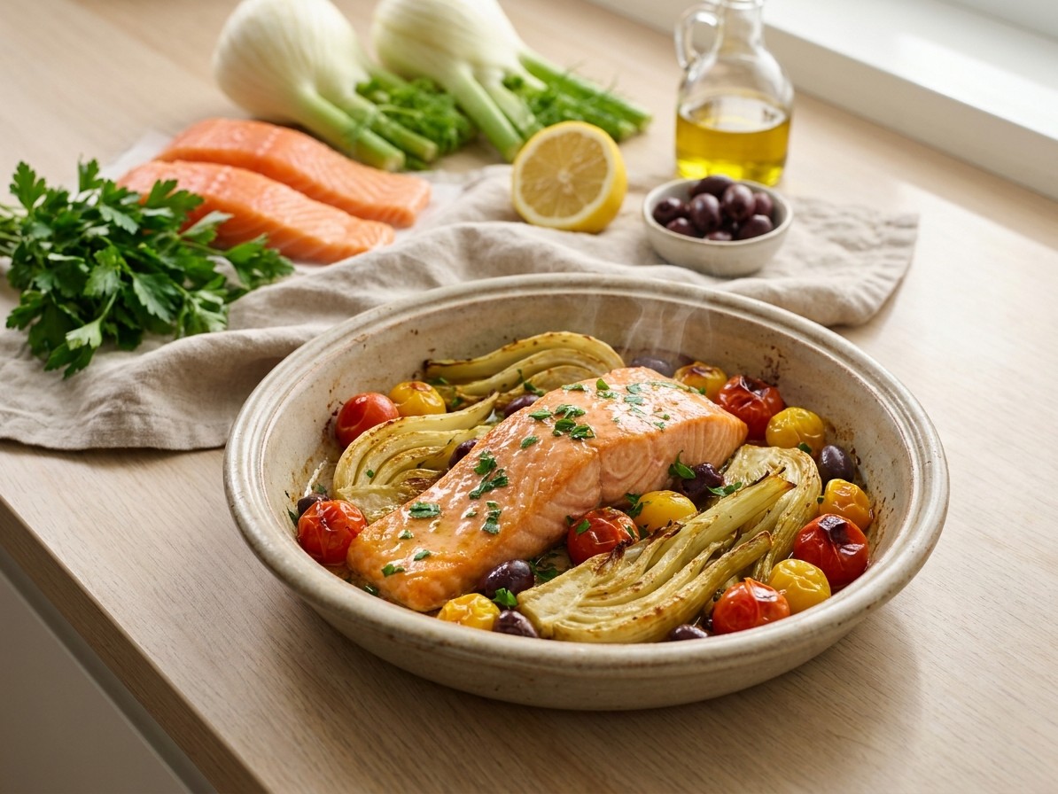 Baked Salmon with Fennel & Tomatoes
