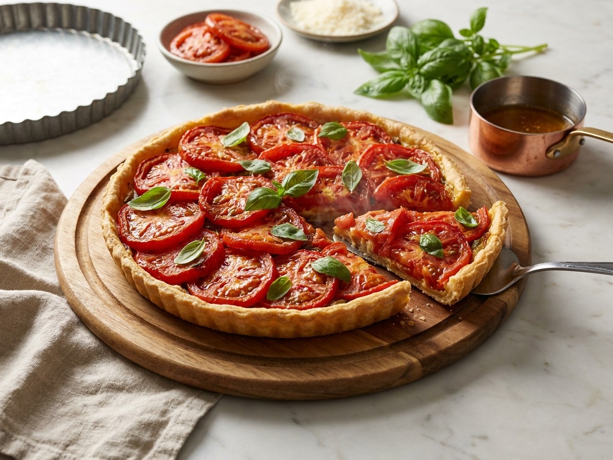 Cream Cheese Tart with Marinated Tomatoes