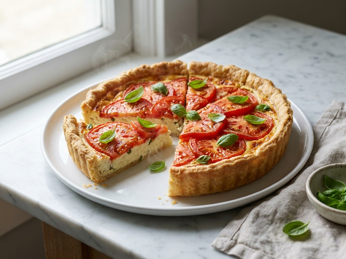 Cream Cheese Tart with Marinated Tomatoes