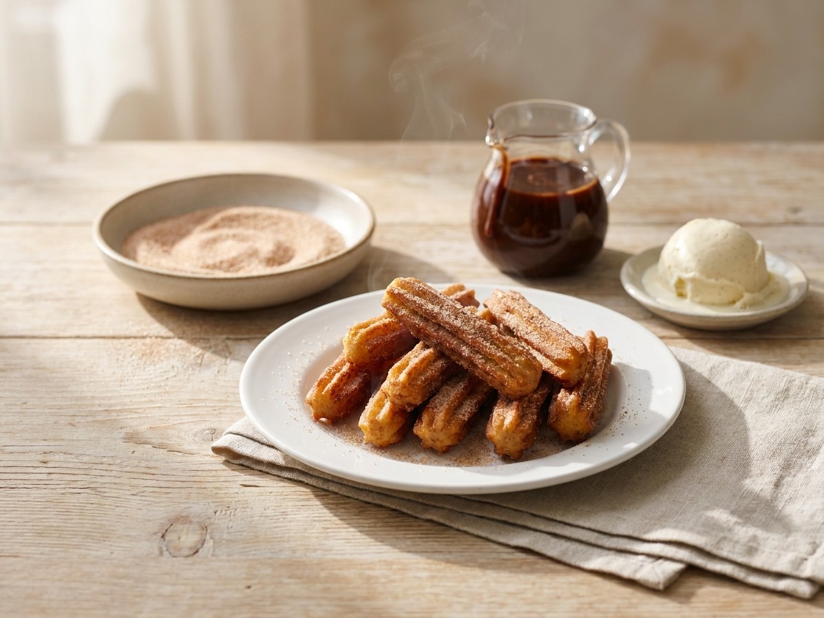 Chocolate Churros with Chocolate Salted Caramel Sauce