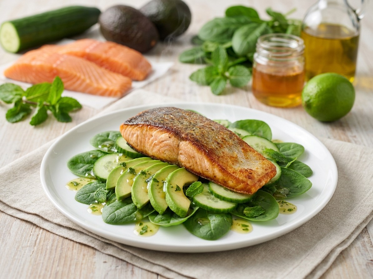 Salmon Avocado and Cucumber Salad