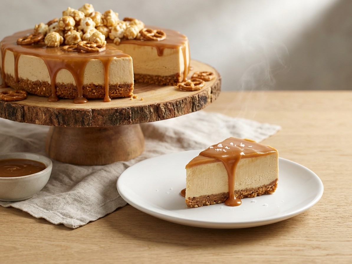 No-Bake Salted Caramel Cheesecake