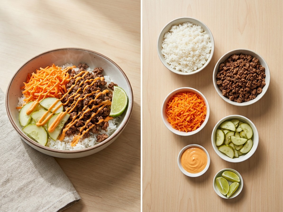 Beef Banh Mi Bowls with Sriracha Mayo