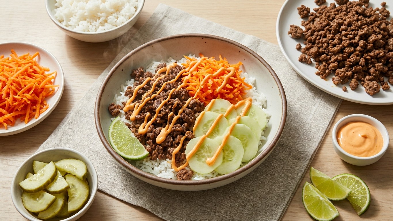Beef Banh Mi Bowls with Sriracha Mayo