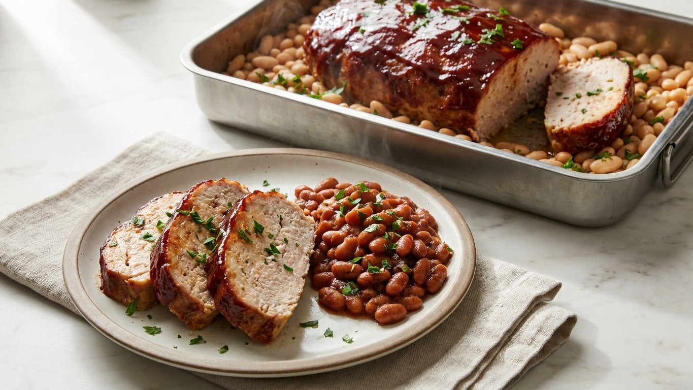 Turkey Meatloaf with Smoky Barbecue Beans