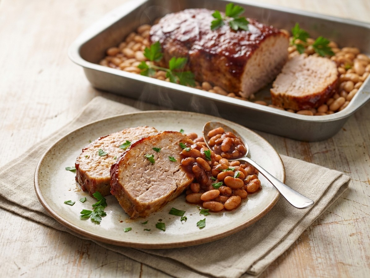 Turkey Meatloaf with Smoky Barbecue Beans