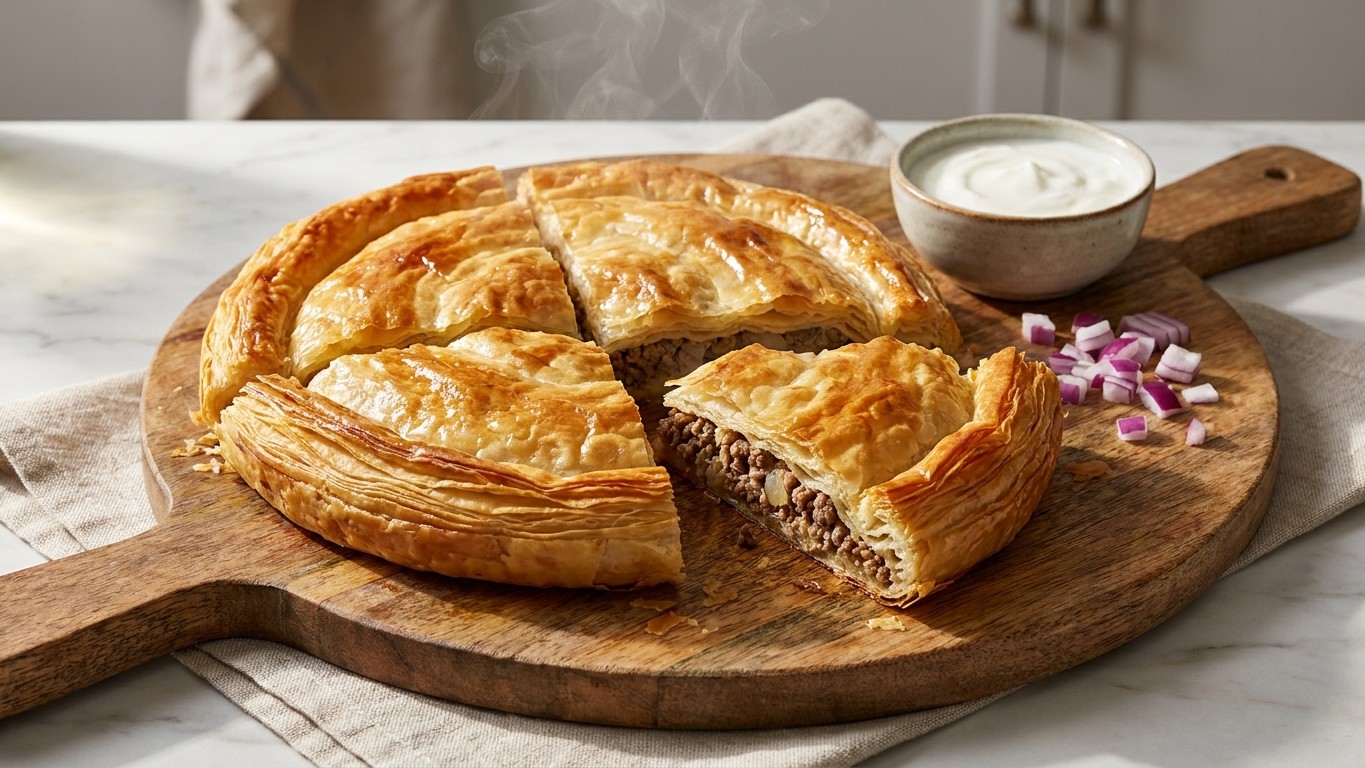 Croatian Burek with Beef and Onion