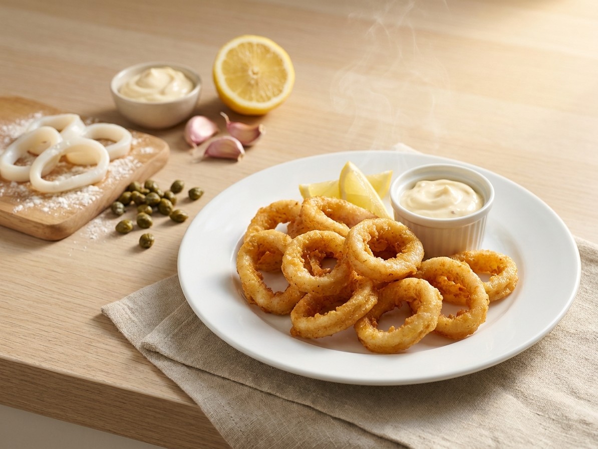 Crispy Fried Calamari with Garlic Mayo