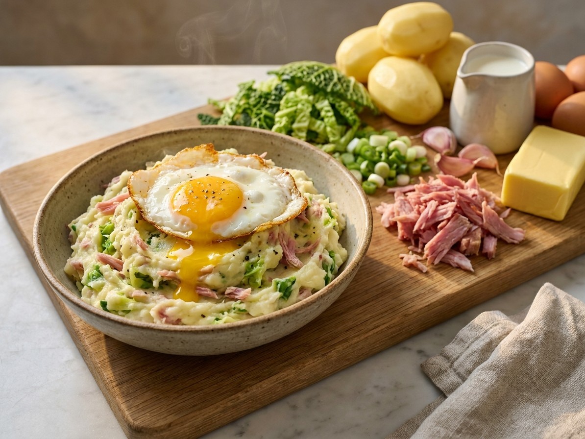 Ham Hock Colcannon with Fried Eggs