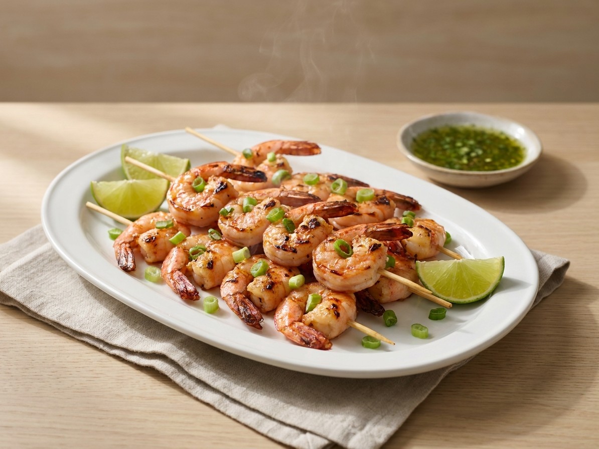 Grilled Prawns with Fresh Green Onion Sauce