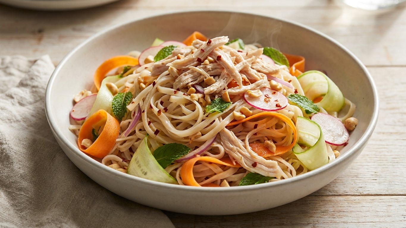 Vietnamese Chicken Salad with Rice Noodles