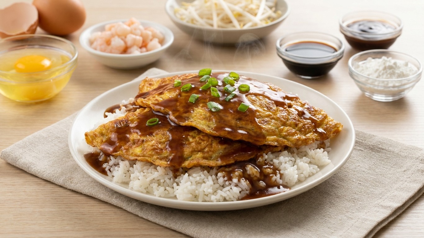 Egg Foo Young with Shrimp Gravy