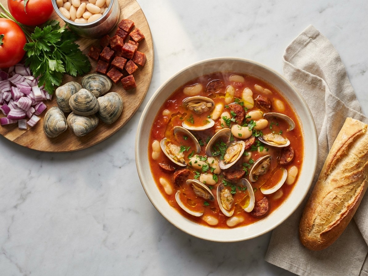 Clam, Chorizo and White Bean Stew
