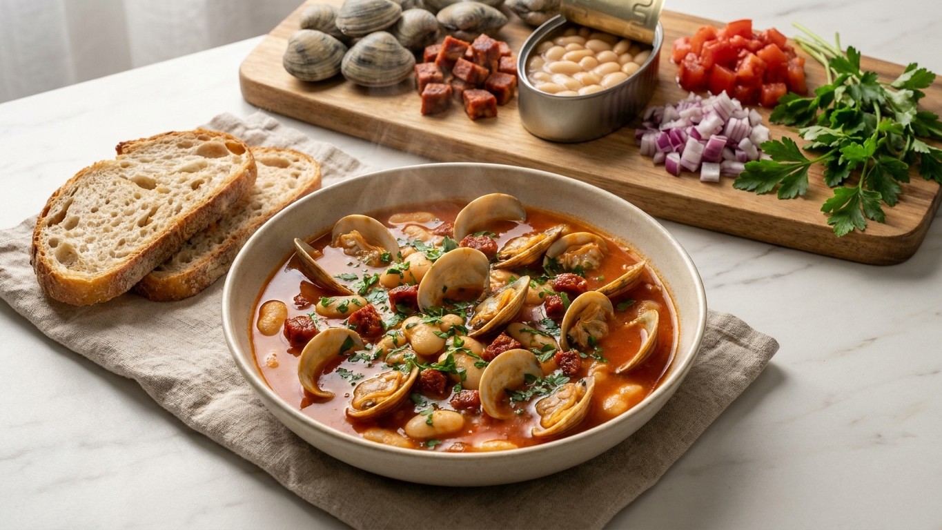 Clam, Chorizo and White Bean Stew