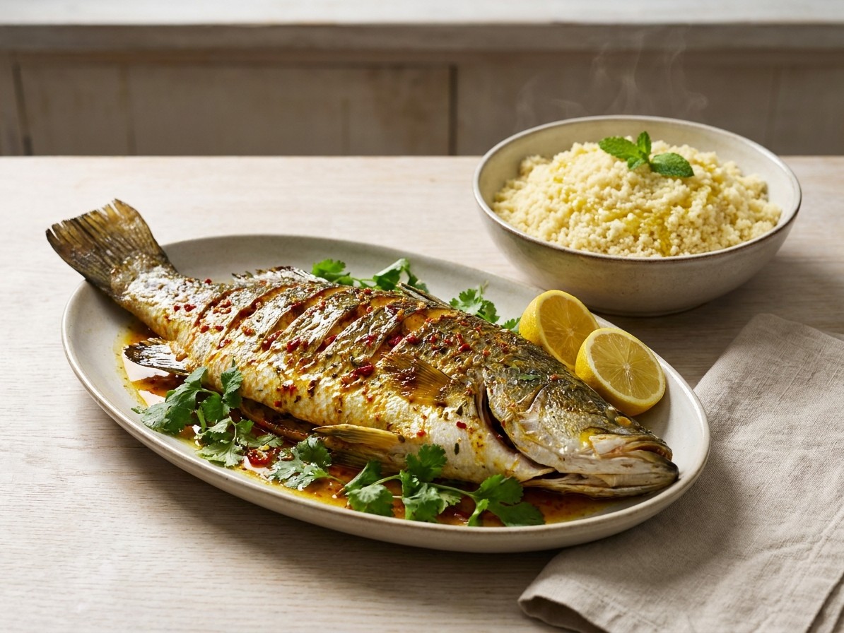 Whole Roasted Barramundi with Moroccan Spices