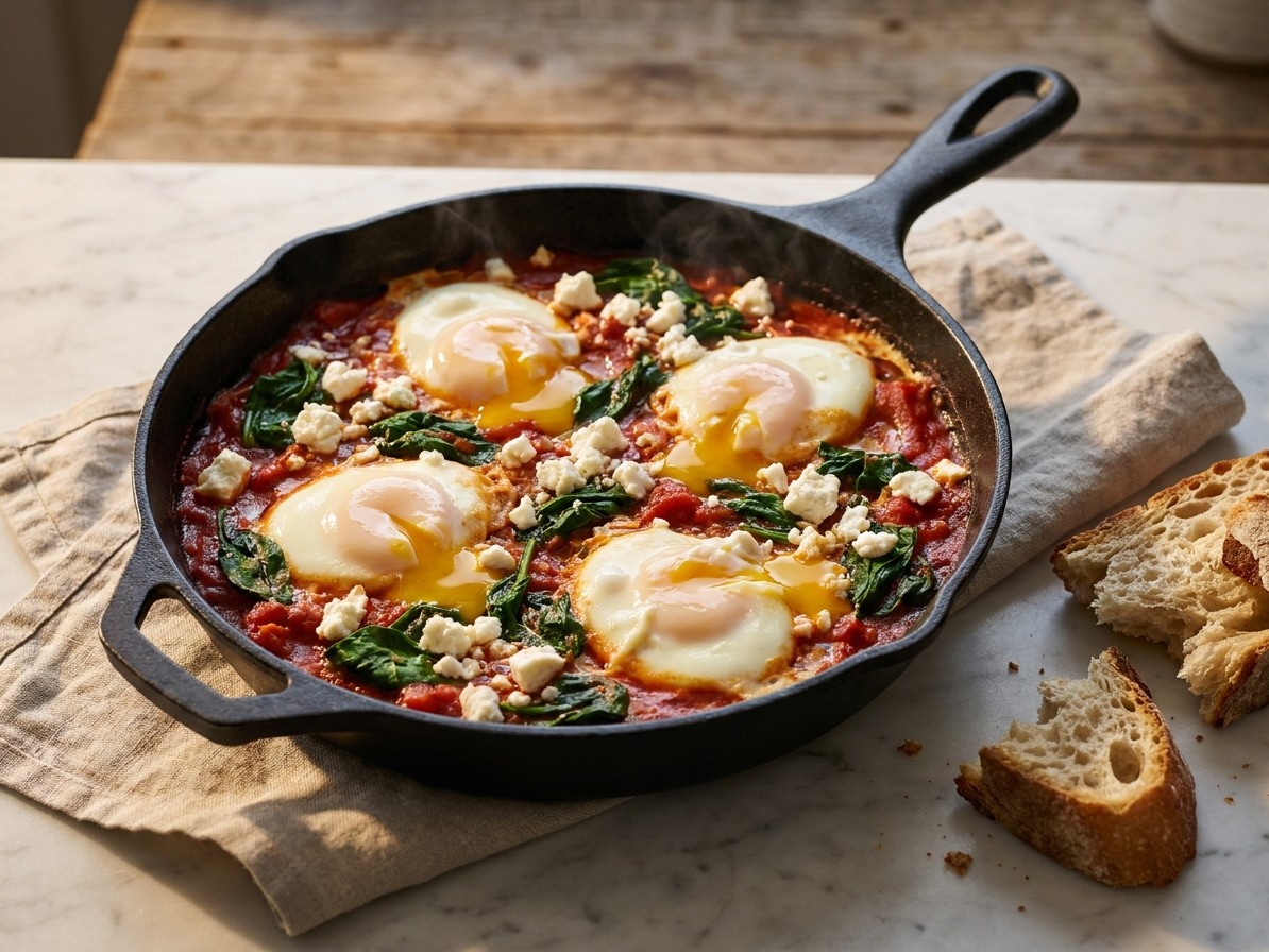 Shakshuka with Feta and Spinach