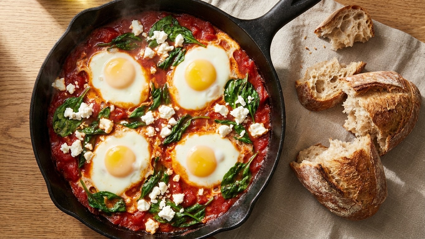 Shakshuka with Feta and Spinach