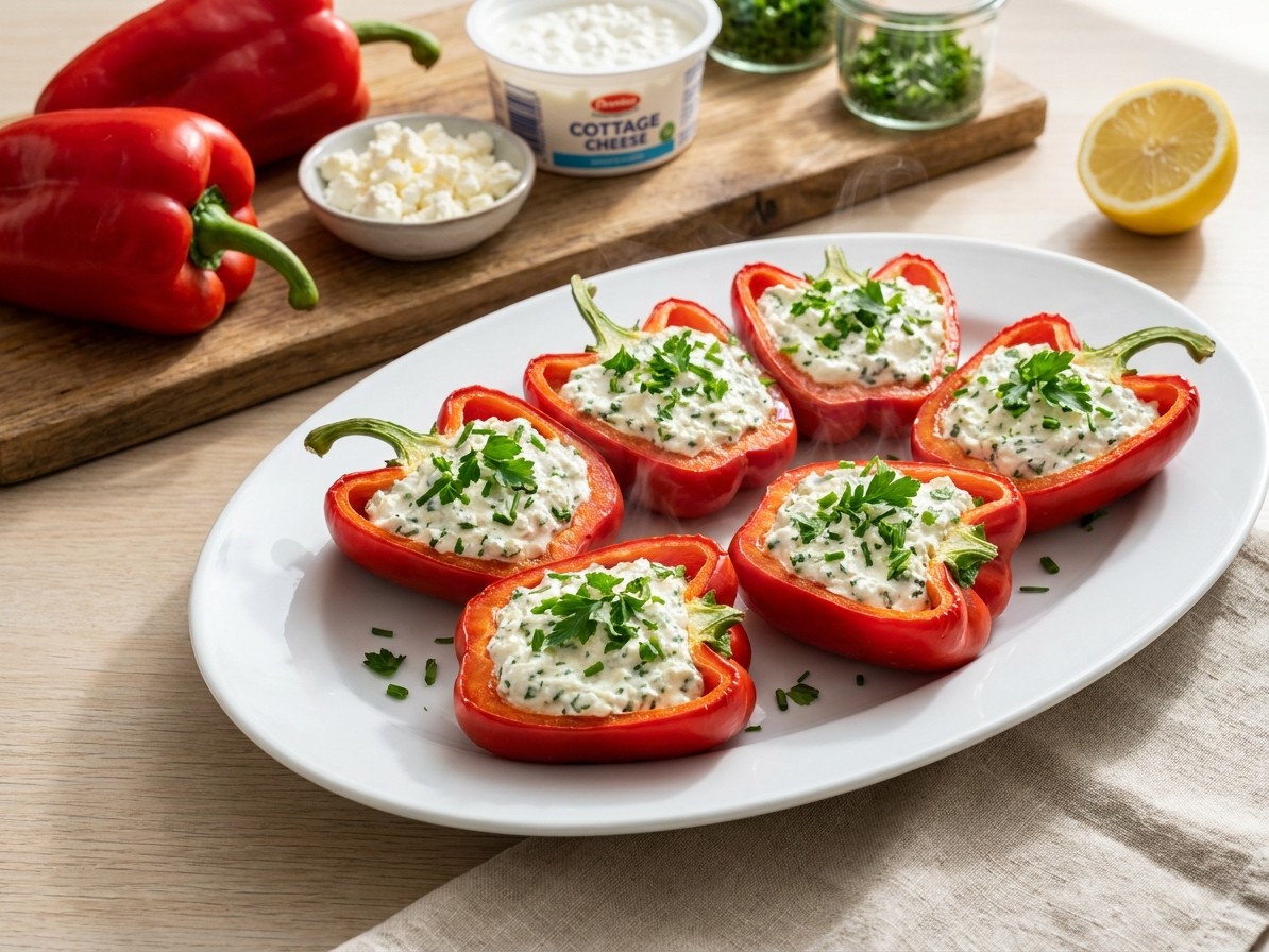 Cottage Cheese and Feta Stuffed Peppers