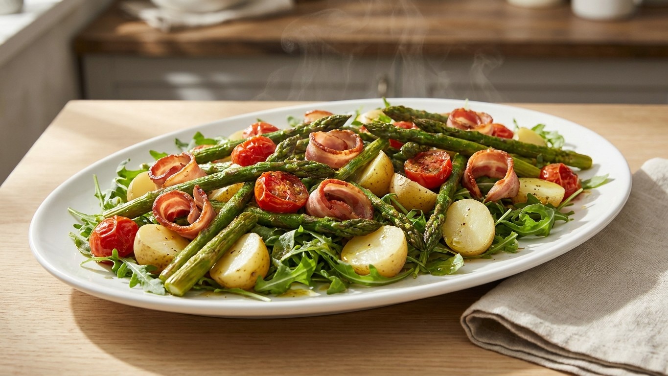 Warm Roasted Asparagus Salad with Crispy Bacon