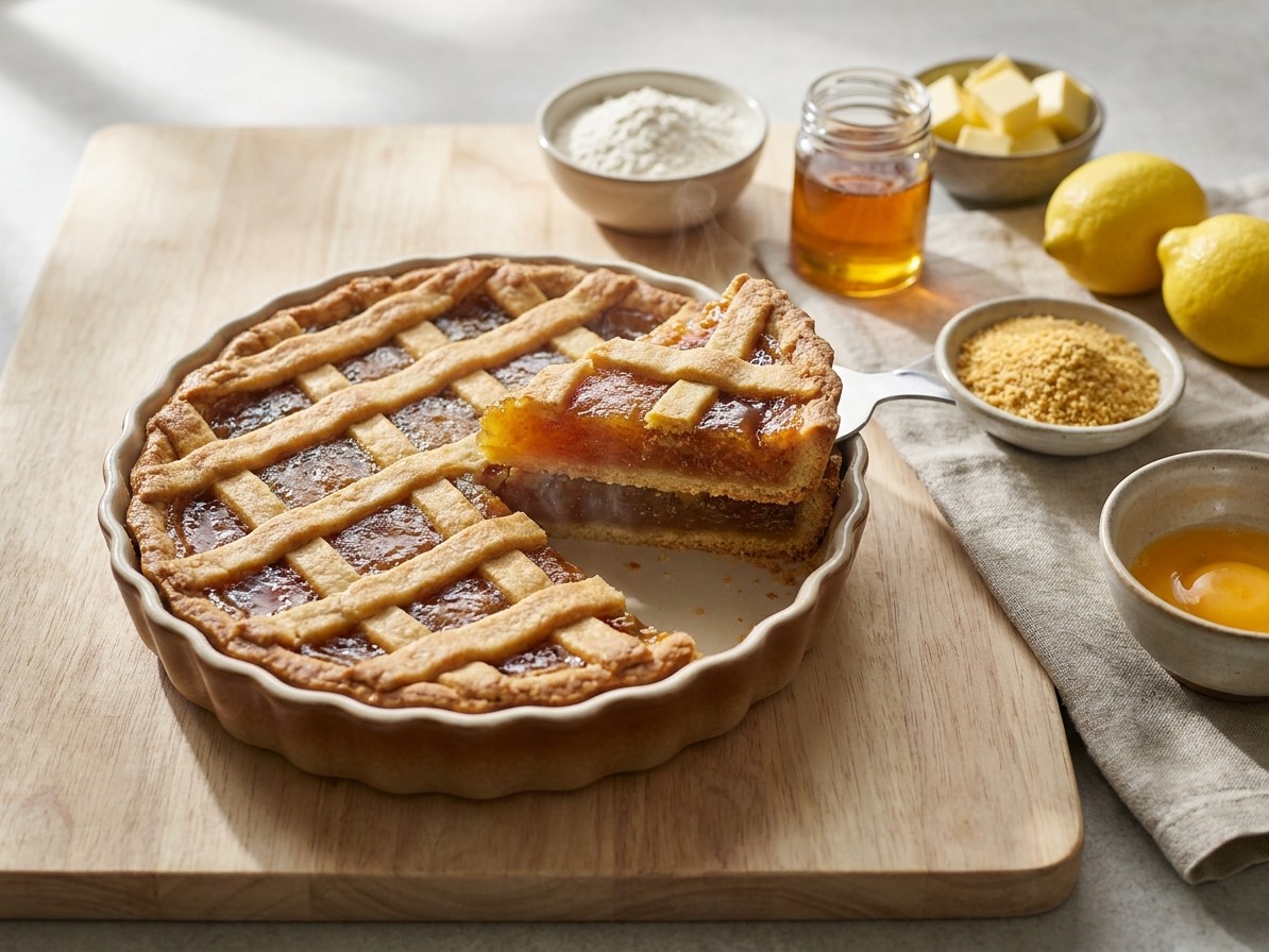 Classic Treacle Tart with a Lattice Top