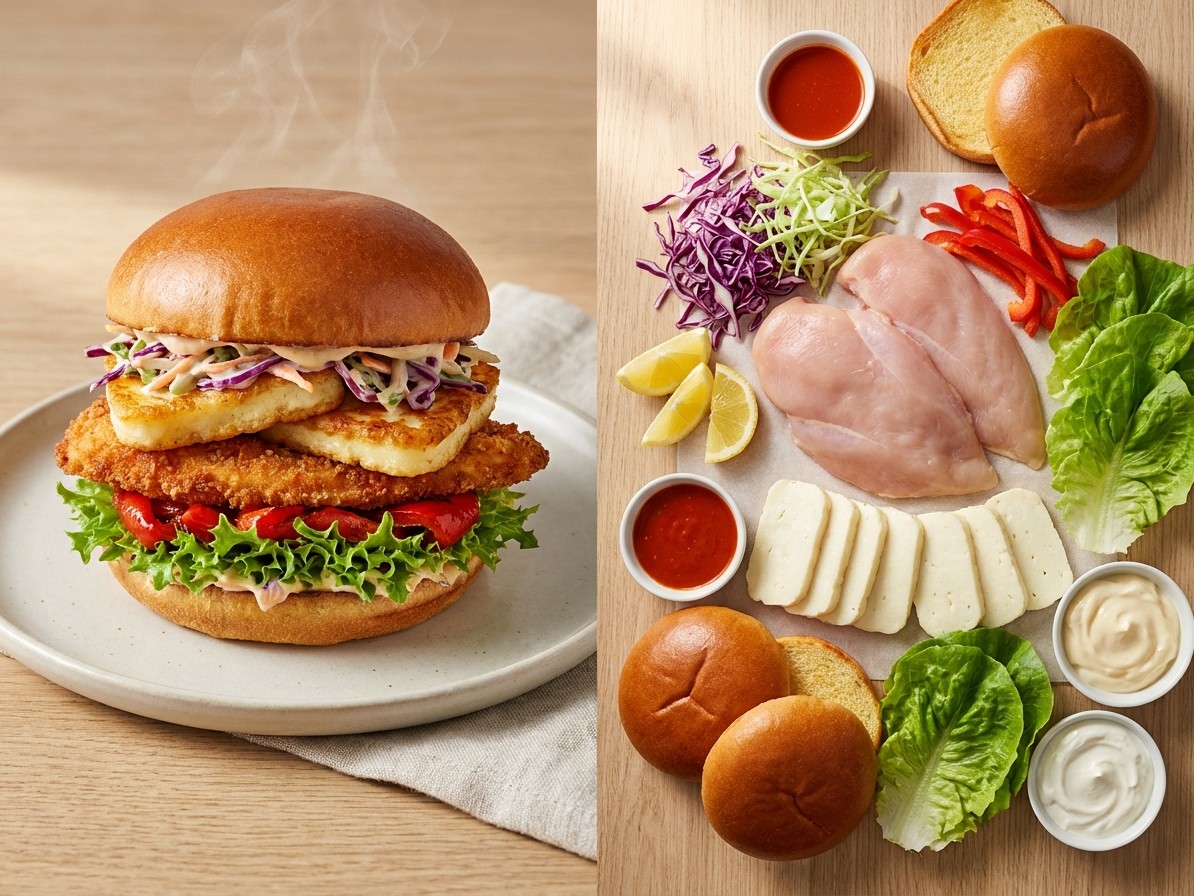 15-Minute Chicken and Halloumi Burgers