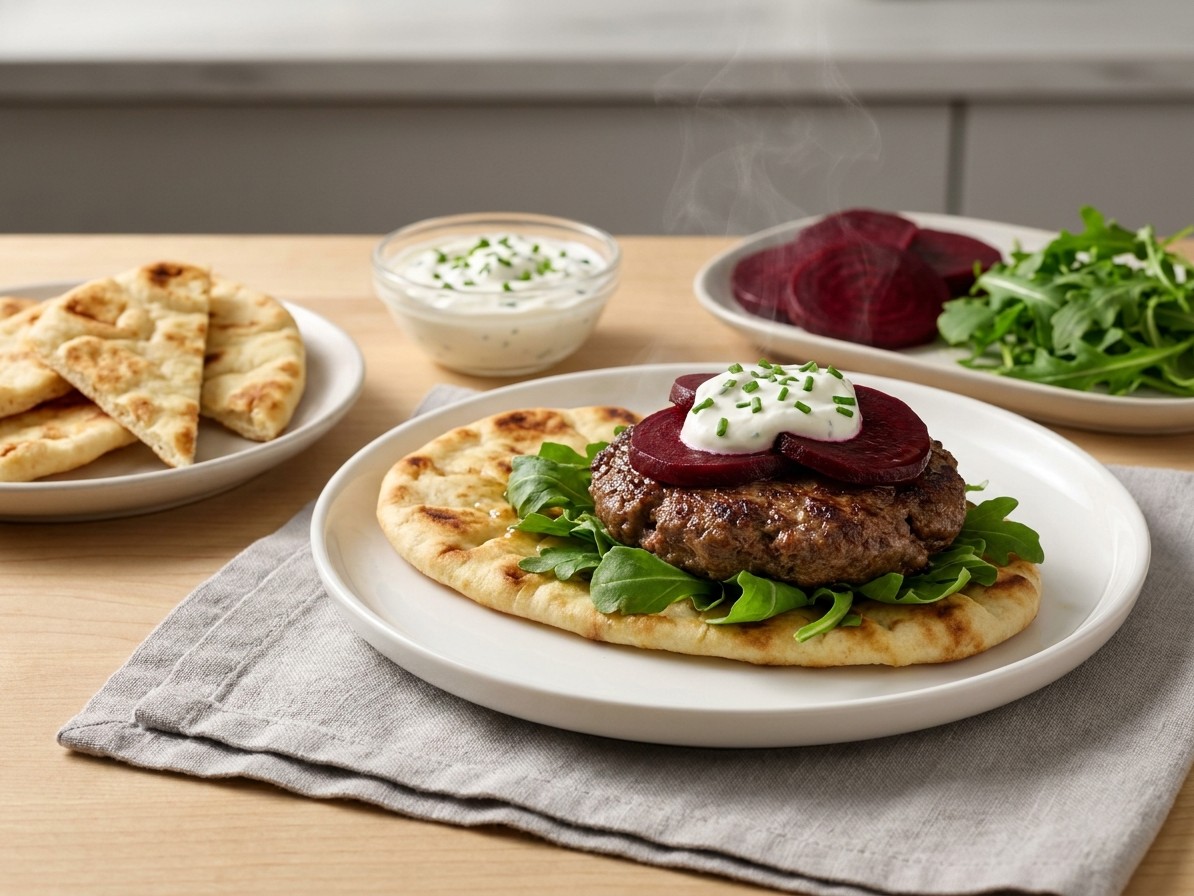 Aussie Burgers with Beetroot and Naan