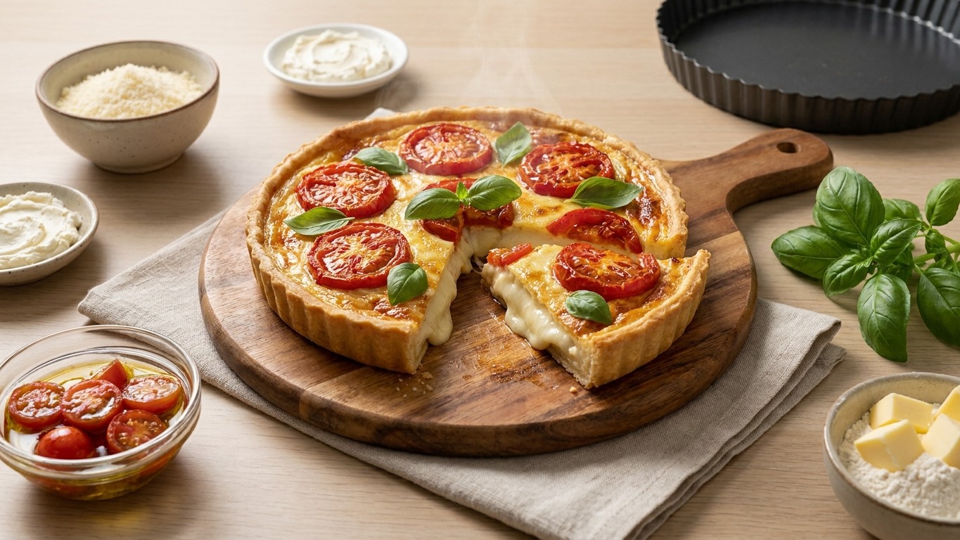 Cream Cheese Tart with Marinated Tomatoes