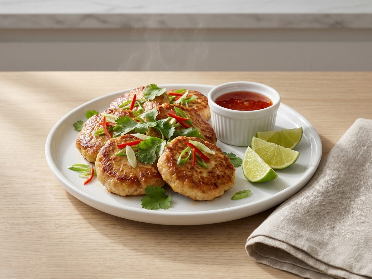 Thai Chicken Cakes with Sweet Chili Sauce