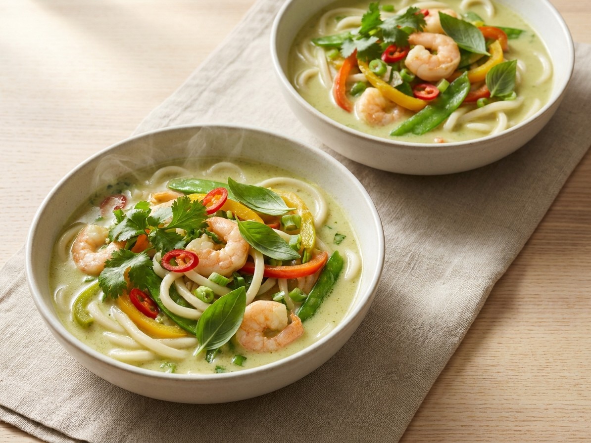 Thai Curry Noodle Soup with Shrimp