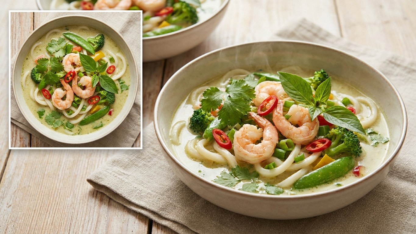 Thai Curry Noodle Soup with Shrimp