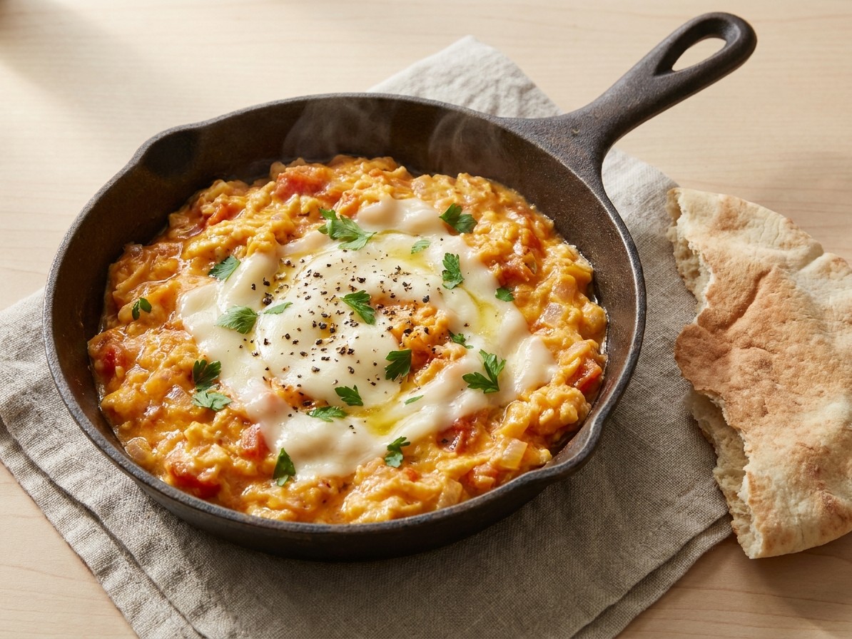 Yemeni Lahsa (Cheesy Skillet Shakshuka)