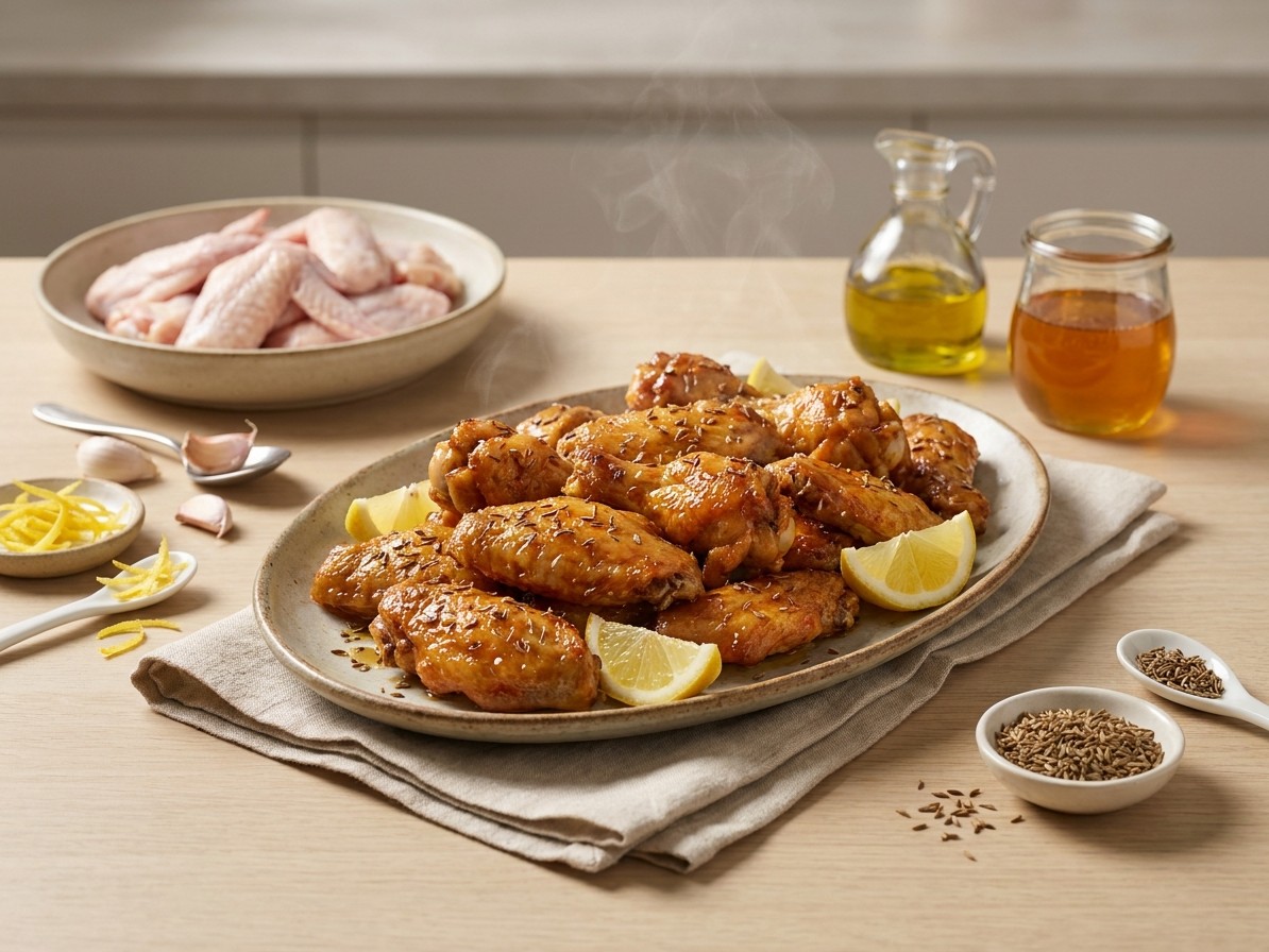 Cumin, Lemon and Garlic Chicken Wings