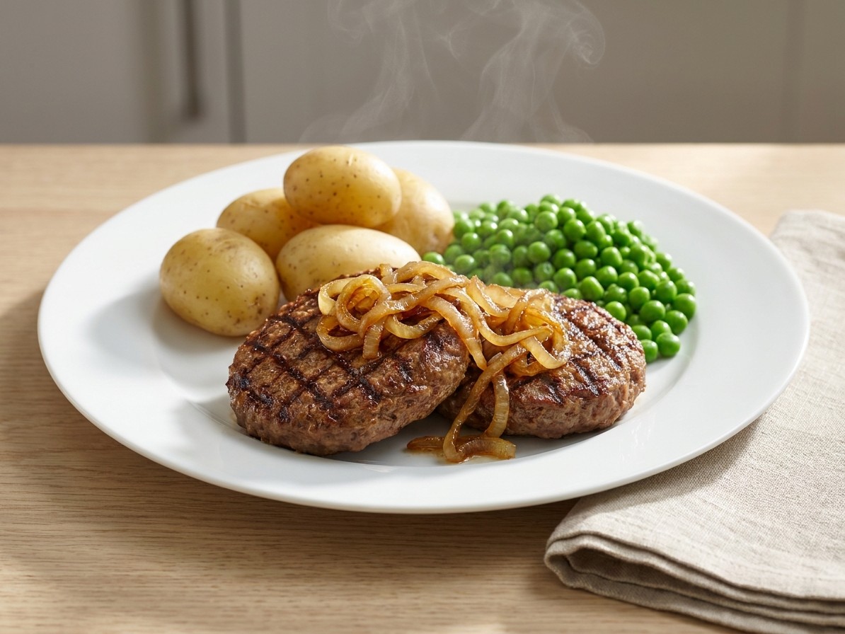 Karbonader (Norwegian Beef Patties) with Caramelized Onions