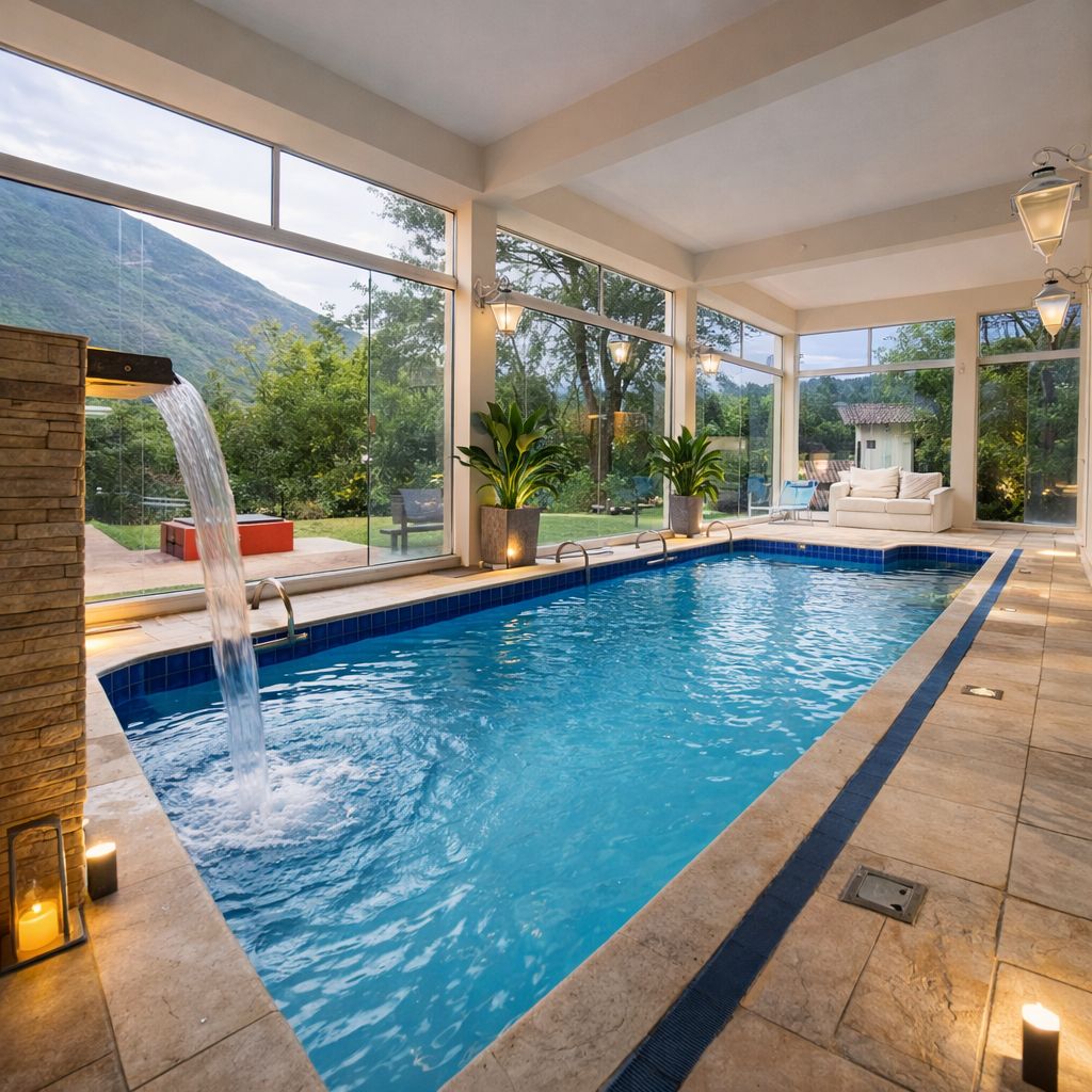 Piscina aquecida com spa