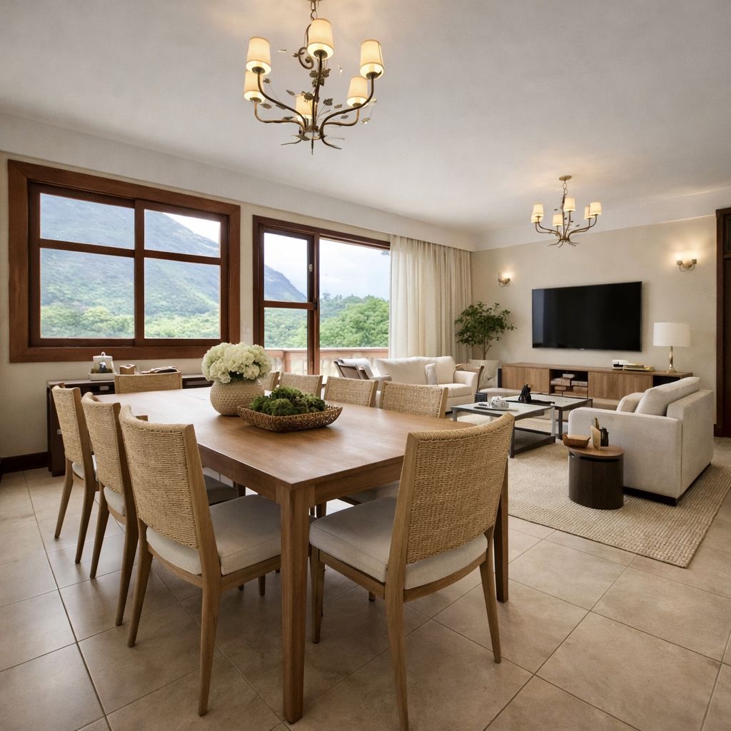 Sala Verão com vista para a cachoeira