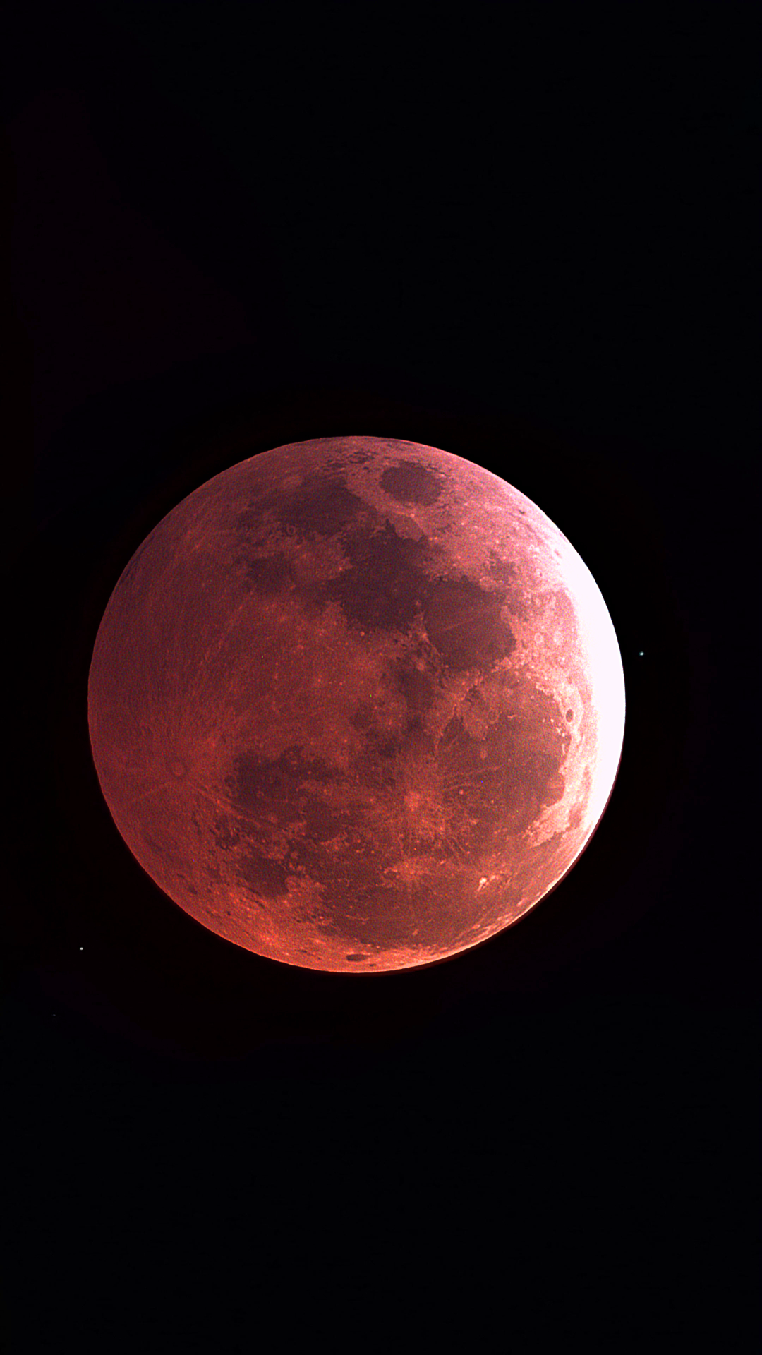 Blood Moon total lunar eclipse from Guyana showing red-orange color from Earth's shadow January 2025