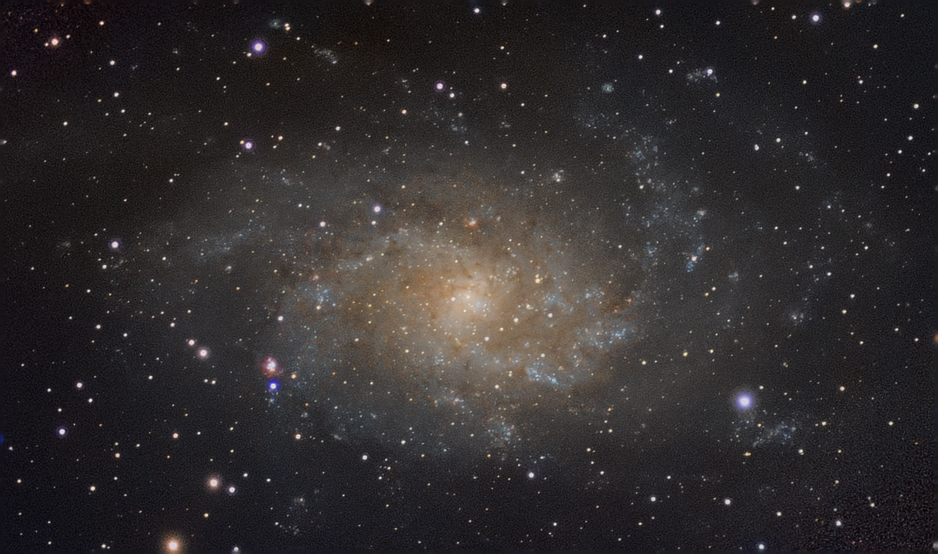 Triangulum Galaxy M33 spiral galaxy astrophotography from Guyana showing spiral arms and HII regions